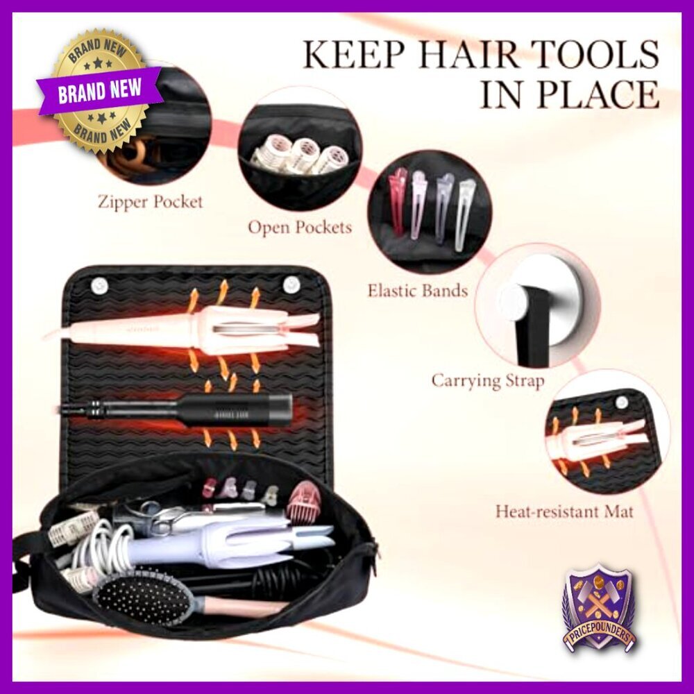 Heat Resistant Hair Tools Travel Bag with Removable Mat, Organizer Case - Picture 4 of 7